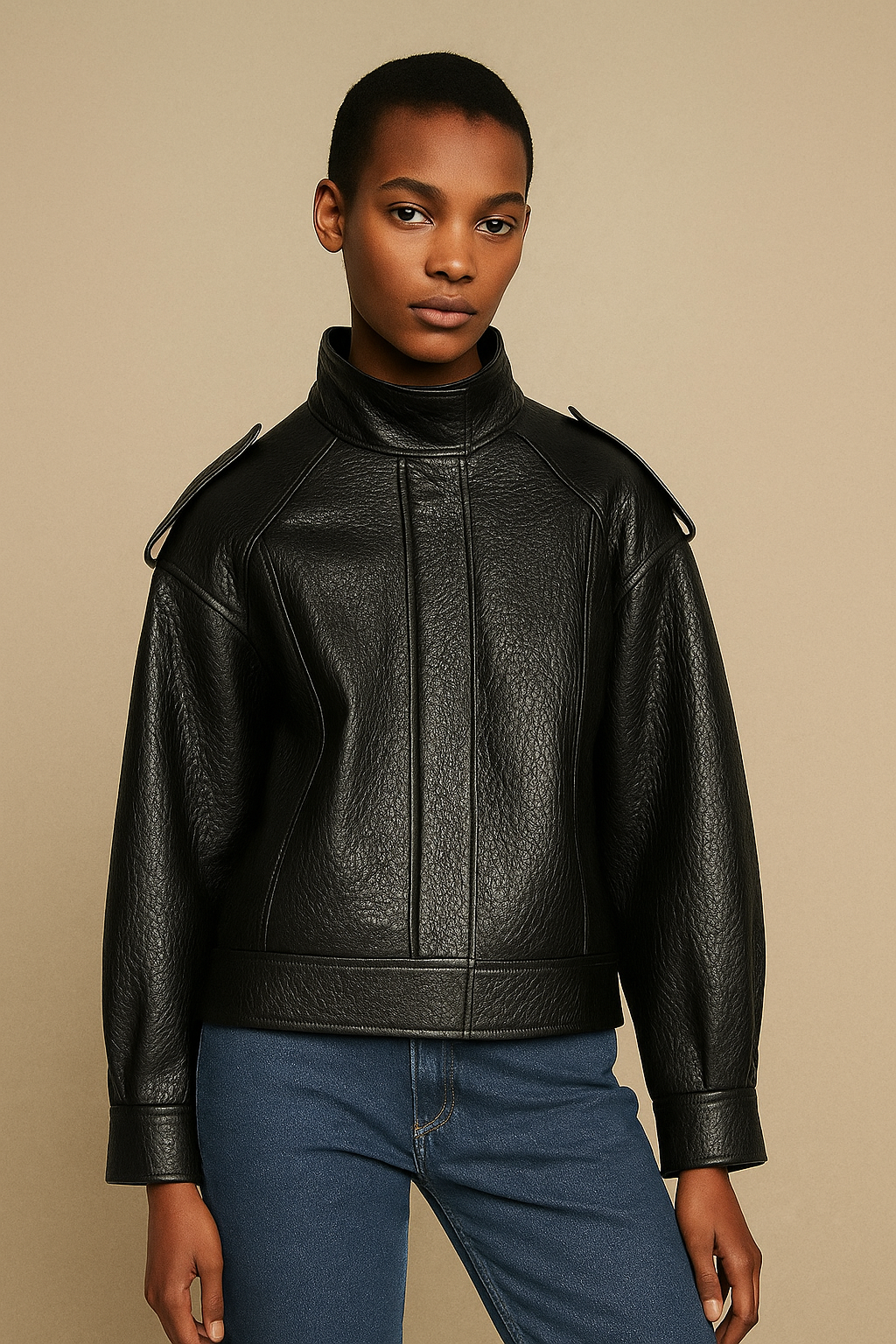 Designer Leather Bomber