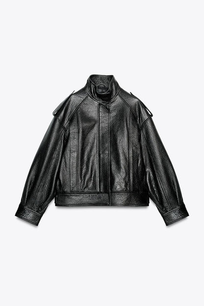 Designer Leather Bomber