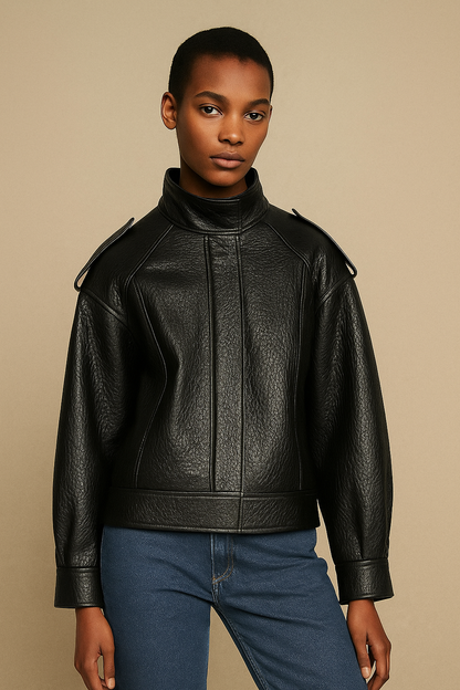 Designer Leather Bomber