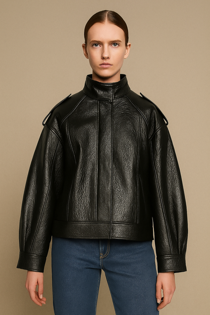 Designer Leather Bomber